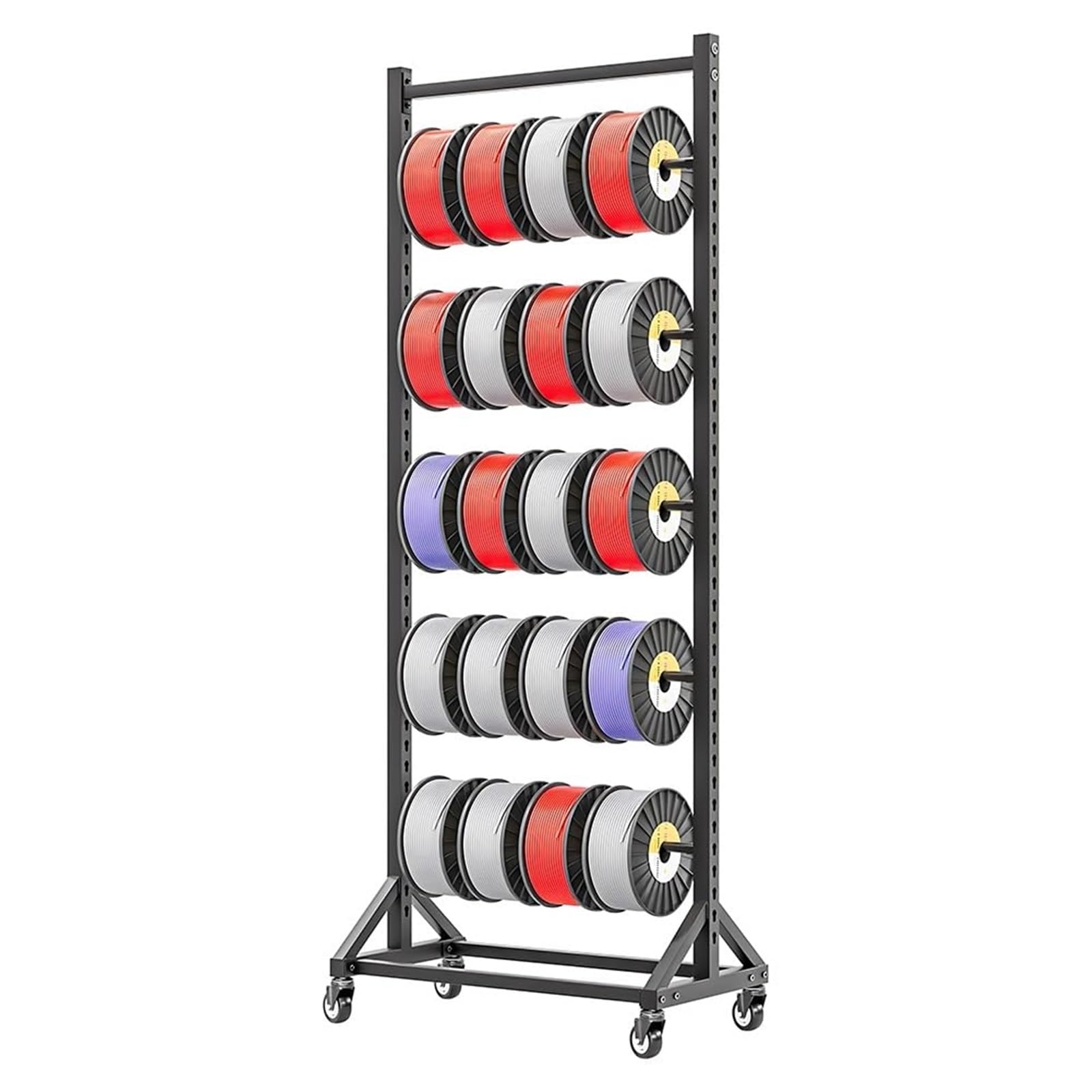 WDSOPK Spool Holder Multi-Axis Spool Distributor Cable Reel 5/6 Rod Heavy Duty Spool Cart With Wheels Cable Reel Distributor Wire Reel Stand For Electrical Industrial Retail (6 strokes)