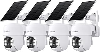 2K Cameras for Home Security-2.4G WiFi Outdoor Camera Wireless Solar/Battery Powered, 360° Viewing, Human Detection, Color Night Vision, Cloud/SD Storage, Compatible with Alexa/Google Home (4)