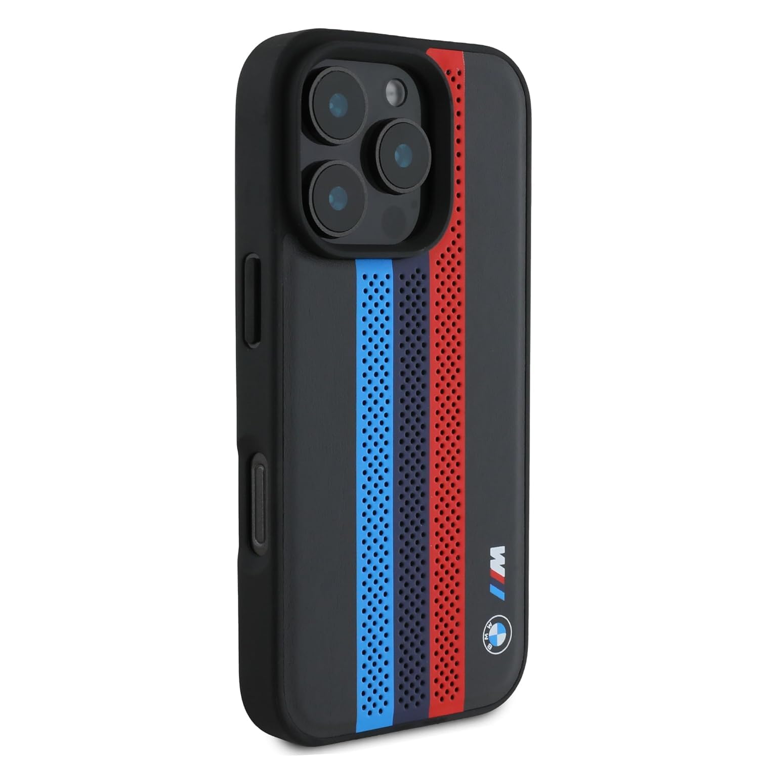 CG MOBILE BMW HC M Custodia Per IPhone 16 Pro Max | PU Perforata Tricolore Grigio | Antiurto, Compatibile Magsafe | Con Logo BMW E M Power