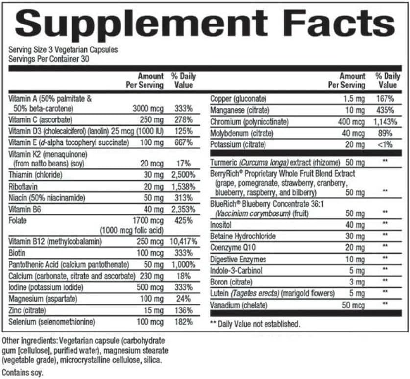 Miniatura 2 de MultiFactors by Natural Factors, Fórmula multivitamínica y mineral para mujeres 50+, suplemento dietético para apoyo nutricional, 90 cápsulas (30
