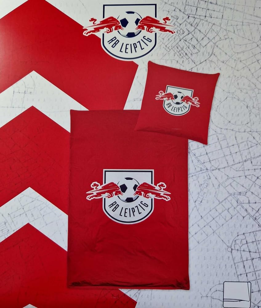 RB Leipzig Bettwäsche - Wappen - rot 2teilig 135 x 200 cm RBL - Plus Lesezeichen Wir lieben Fußball