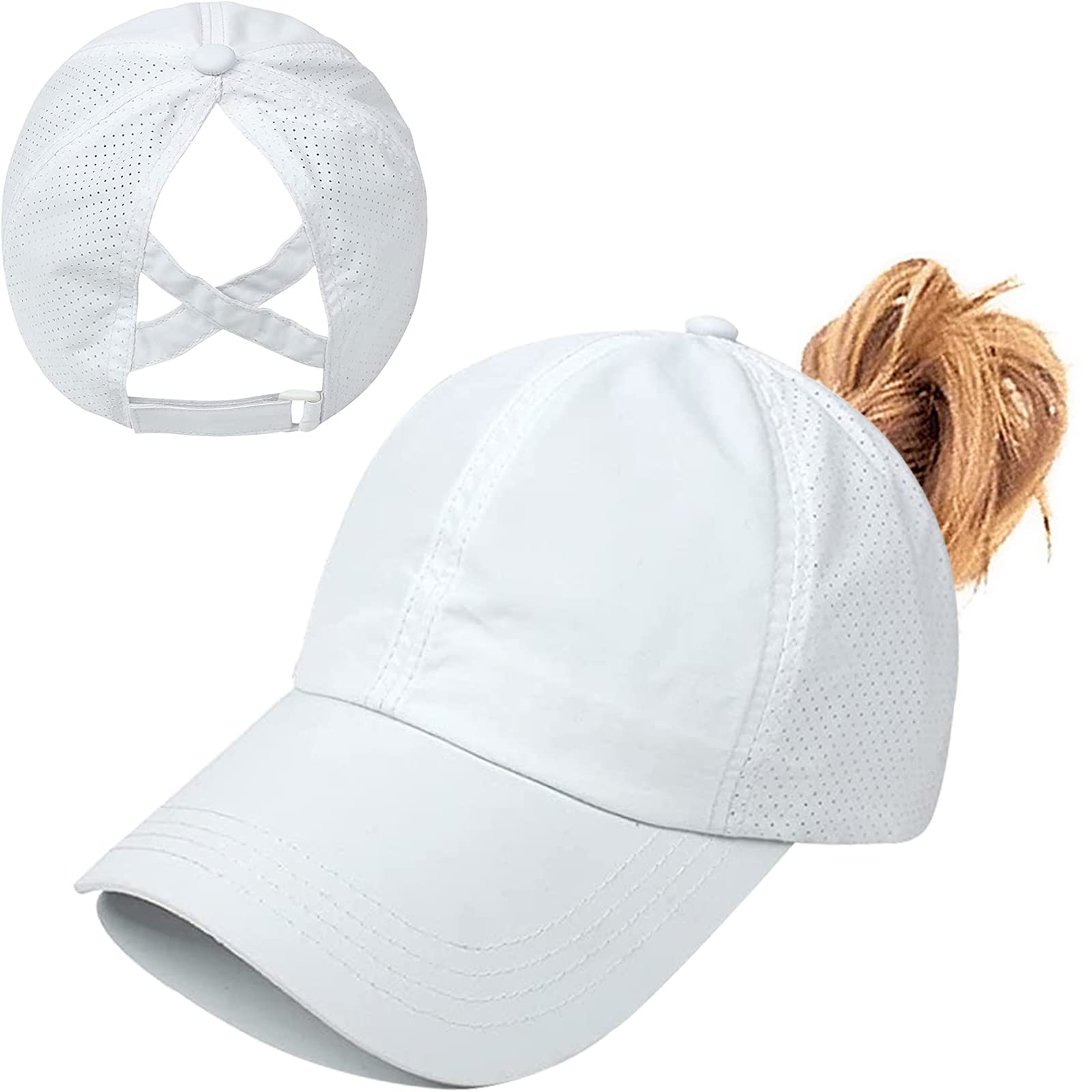Baynetin Gorra de Béisbol Mujer Cola de Caballo,Ponycap de High Messy Bun,Verano Transpirable Gorra Secado rápido del Deporte,Ajustable Buckle,Malla Transpirable Casuales