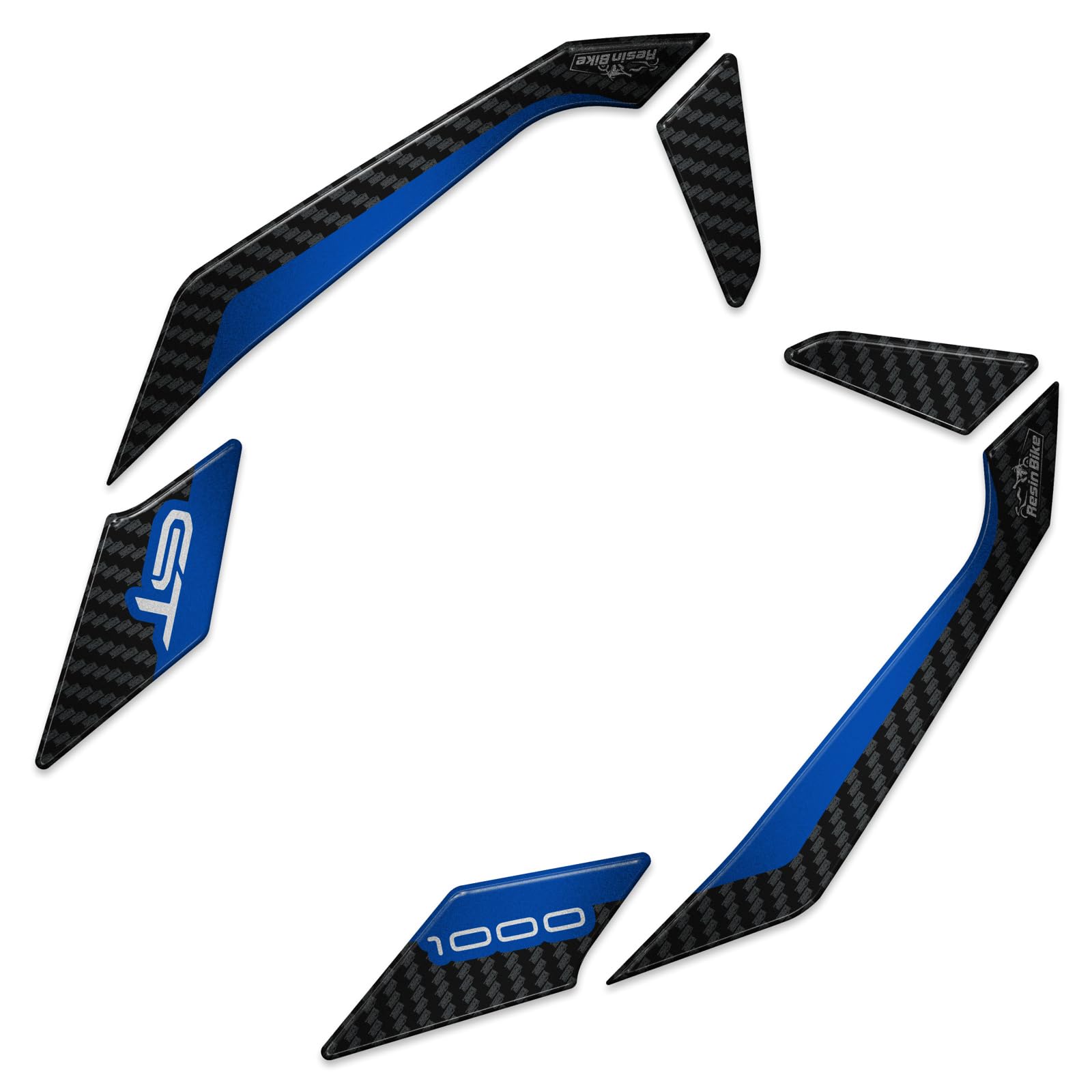 Resin Bike Motorcycle 3D Stickers Compatible with Suzuki GSX-S 1000 GT 2022 Blue Metal. Passenger Handles Protections from Impact and Scratches. Resin Stickers - Carbon Fiber Effect - Made in Italy