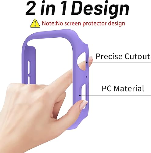 Miniatura 14 de Funda protectora de policarbonato duro compatible con Apple Watch Series 7/8/9 de 1.772 pulgadas, carcasa protectora de borde para Apple Watch
