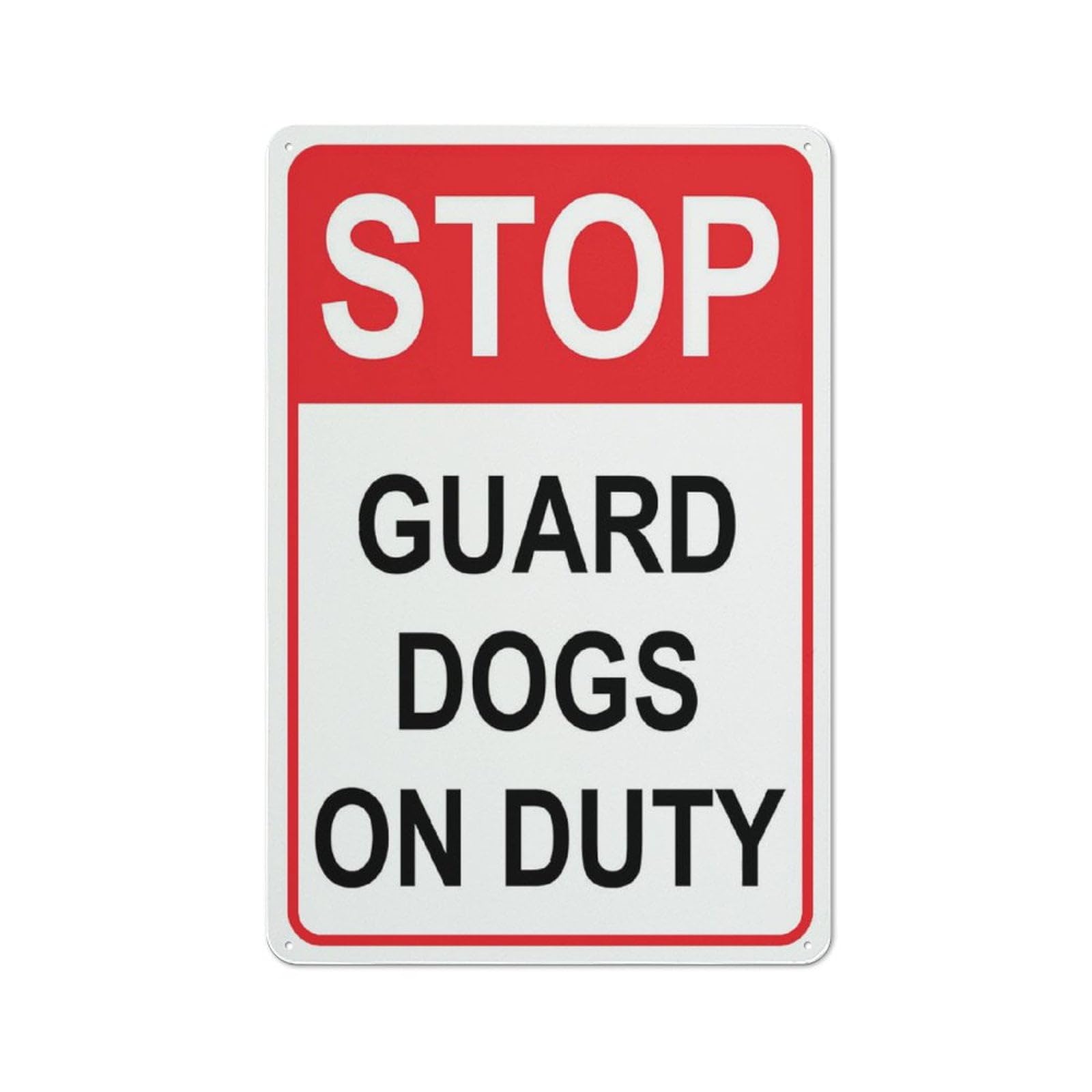 Peiyeety A02 Stop Guard Dogs On Duty Sign Metal Signs 12X8 Inch Rust Free Aluminum,Uv Ink Printing,Durable/Weatherproof Outdoor For Home