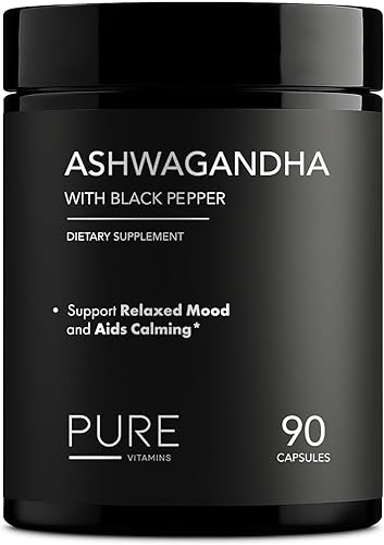 Ashwagandha orgánica 1300 mg con pimienta negra Alivio natural del estrés y apoyo energético 90 cápsulas veganas Suplemento de apoyo para el