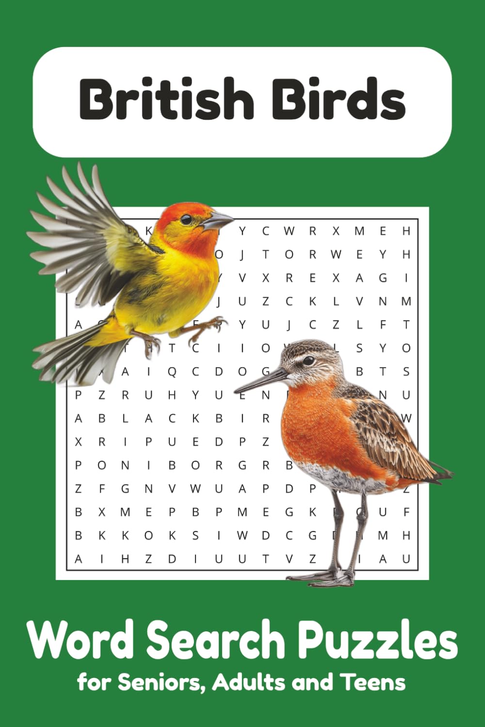 British Birds Word Search Puzzle Book: Relaxing British Birds Word Search Book for Adults, Seniors, and Nature Lovers