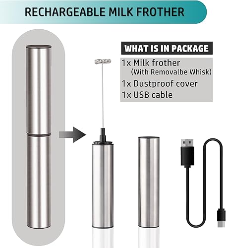 Miniatura 4 de Espumador de leche de mano, agitador, mezclador y Wisker para café, té, latte, capuchino y preparación de bebidas de chocolate caliente y creación