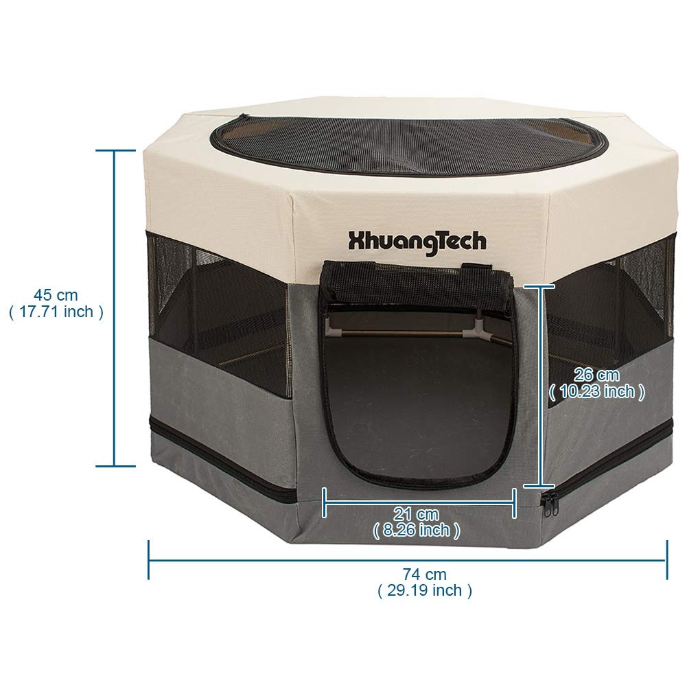 XhuangTech Cage de jeu portable pliable en tissu doux pour animal de compagnie chien, chat, lapin, cochon d'Inde avec cadre en acier pour utilisation intérieure et extérieure (73,7 x 73,7 x 45 cm,