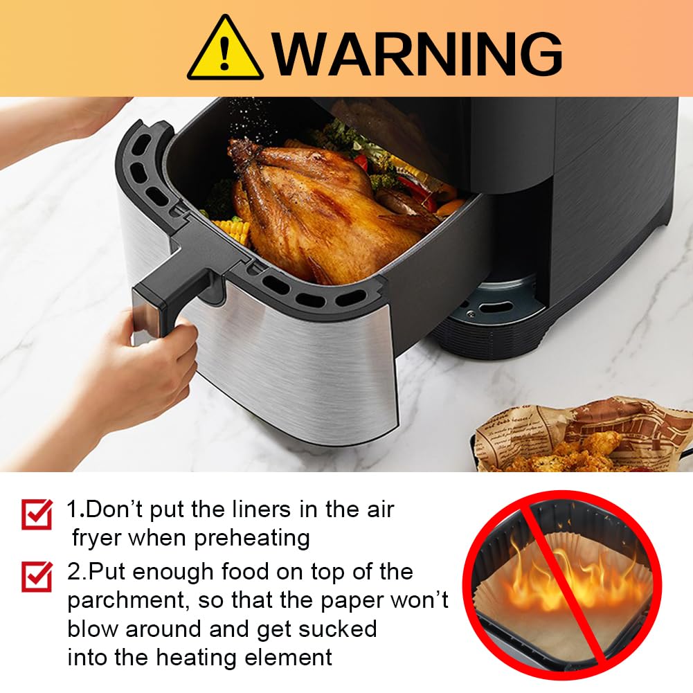 YQL 200PCS Air Fryer Liners Square, 7.9inch Parchment Paper for Airfryer 5L-7.5L - Image 4