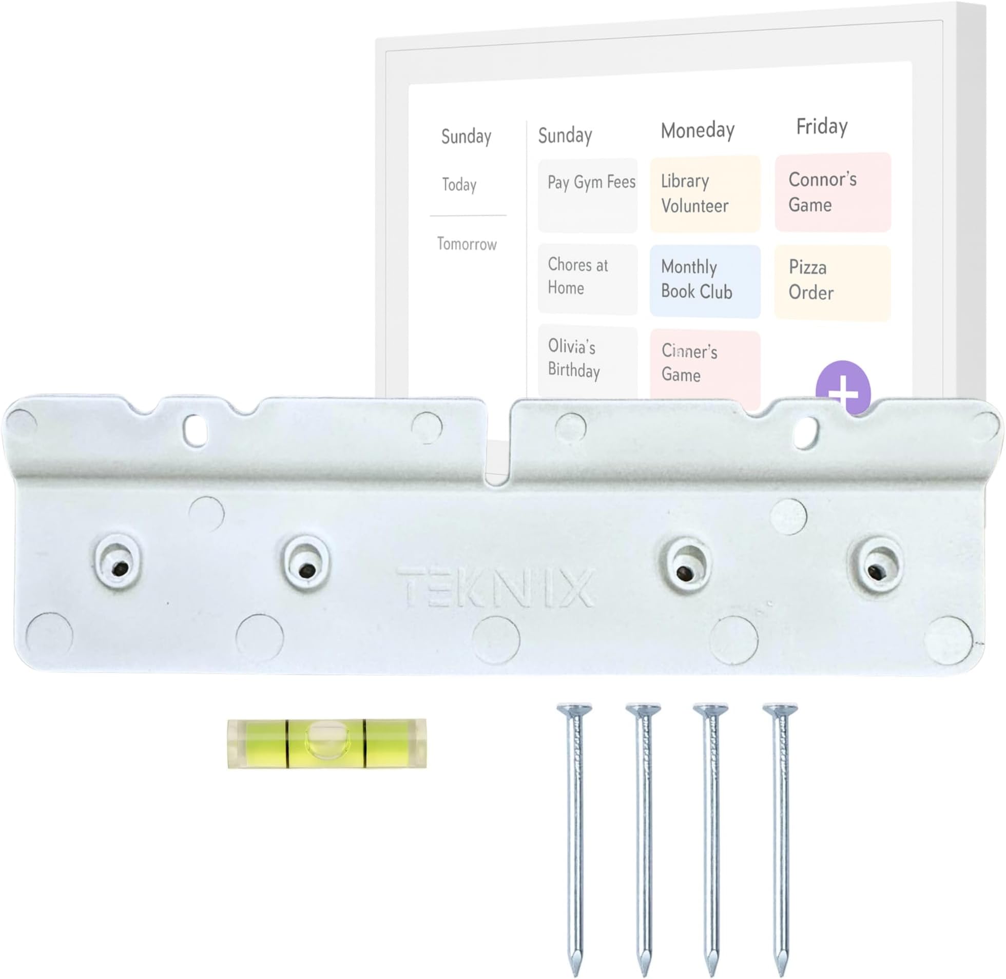 Teknix No-Stud, No-Drill Wall Mount for Skylight Calendar (15 inch) - Easy DIY Installation, No Anchors or Screws Needed, Damage-Free, Secure Hold, Only a Hammer Required, Hardware Included