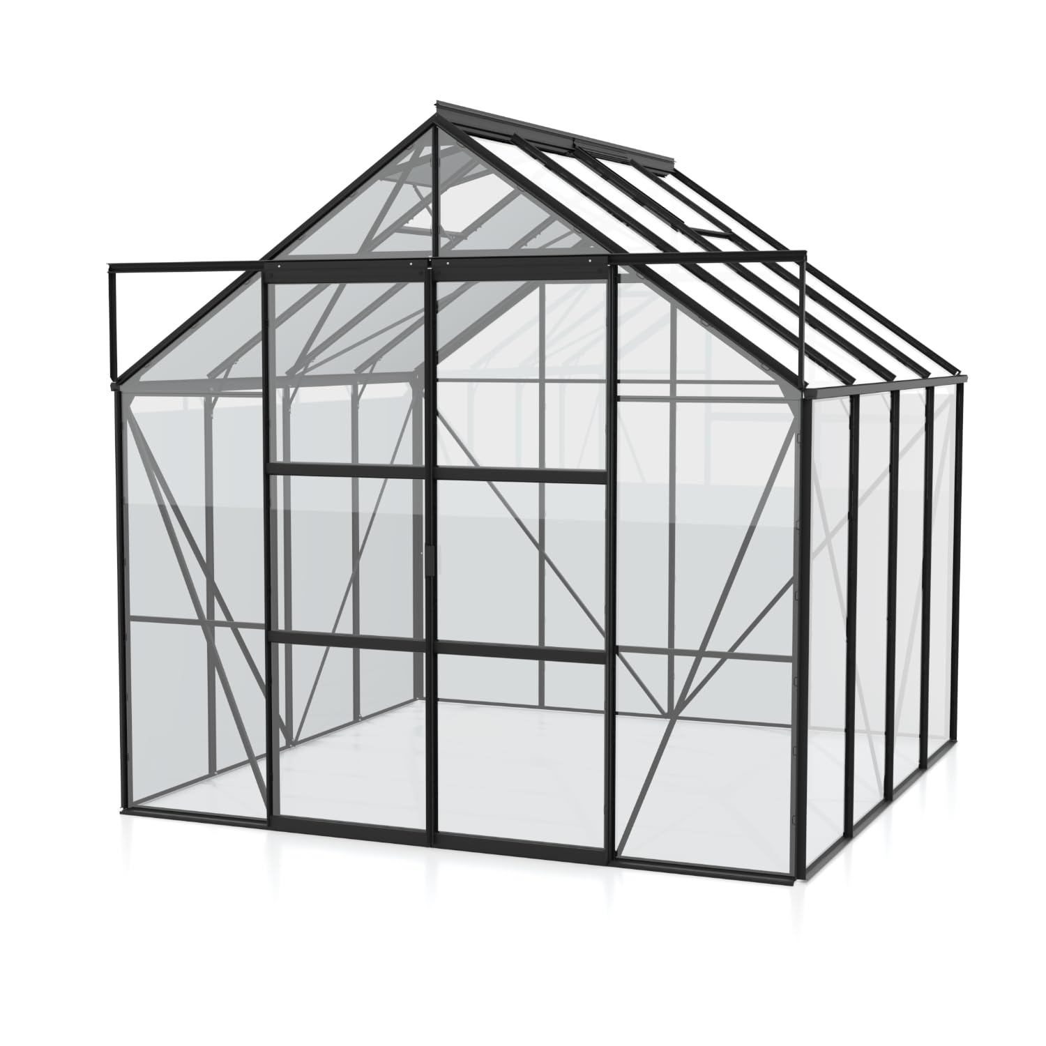 Vitavia Gewächshaus Uranus 6700", schwarz, 6,7 m², 3 mm ESG | Wetterfestes & stabiles Treibhaus | Perfekt für Gemüse & Pflanzen | Robust & langlebig