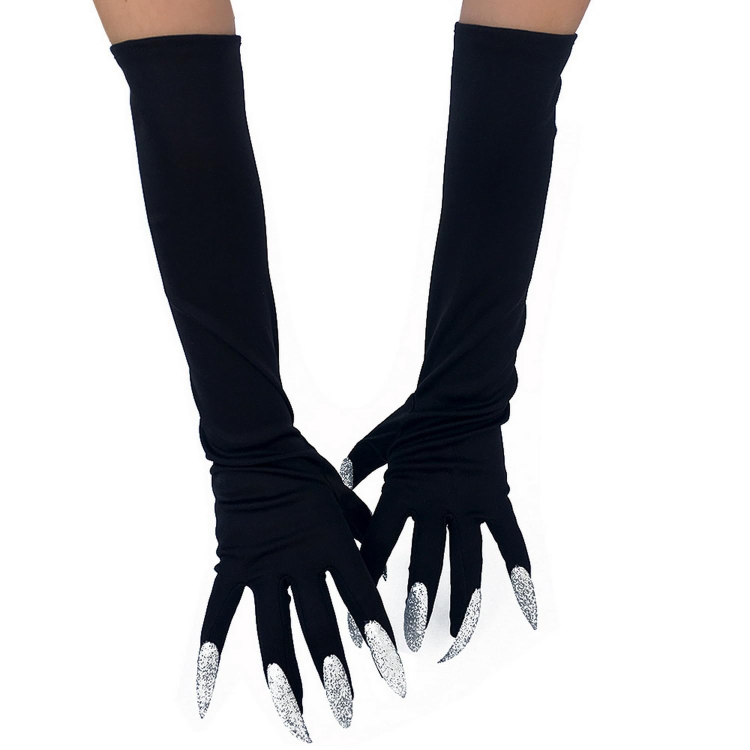 Sihaby Black Cat Claw Gloves,Woman Long Gloves With Claws,Wolf Nail Gloves for Halloween Carnival Prop Cosplay Costume