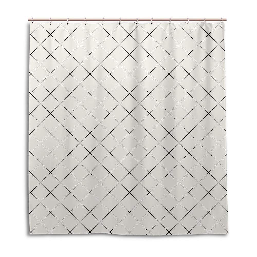 Rideau de douche élégant pour sublimer votre baignoire, tissu imperméable losanges 180x180 cm