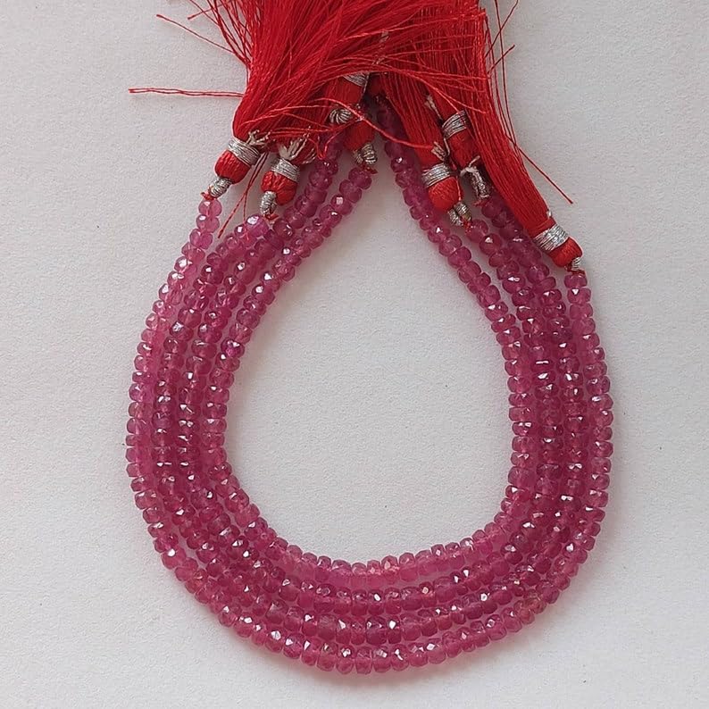 Fil de perles en rubis naturel facetté de 4mm pour fabriquer un cadeau de bijoux unique