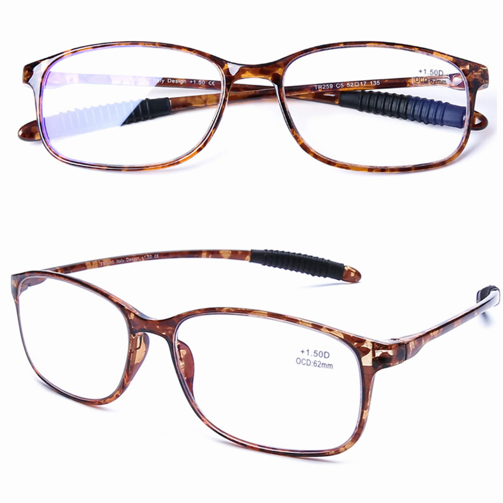 DOOViC Computer Reading Glasses Tortoiseshell/Rectangle Blue Light