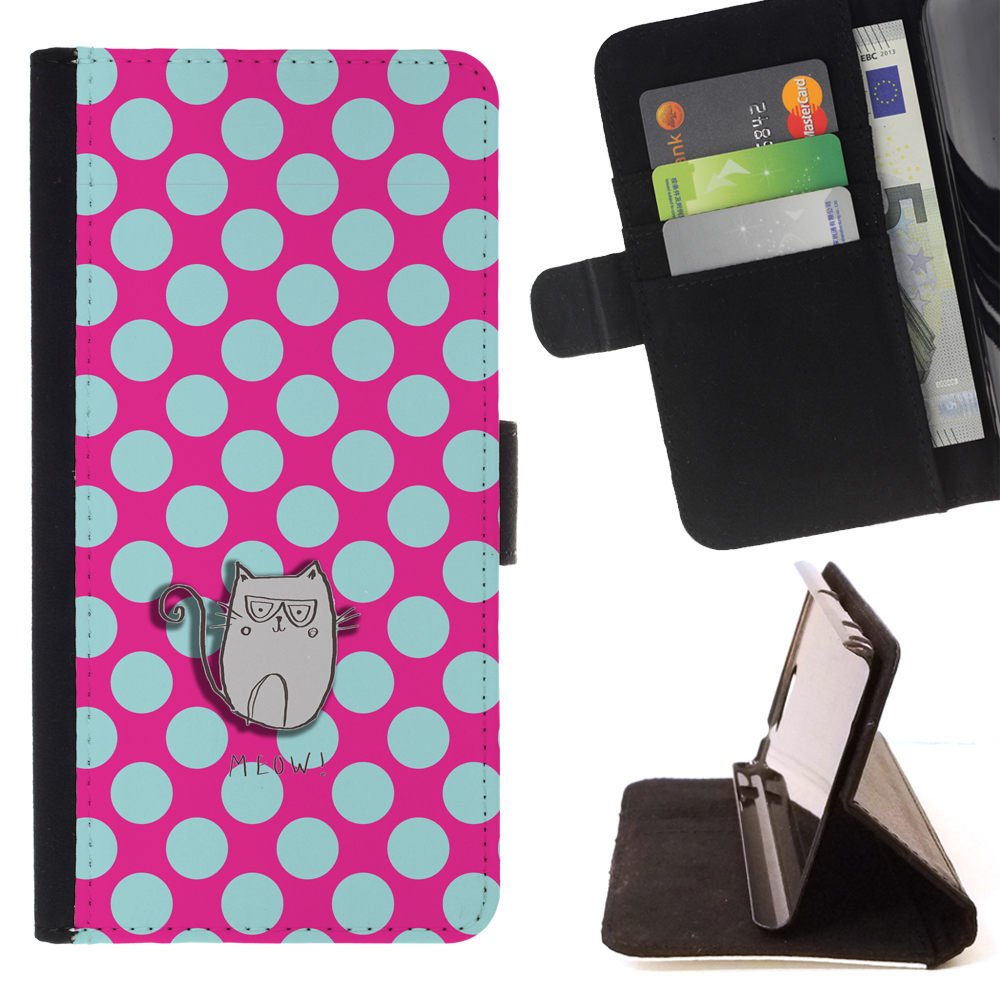 BeanShells [ Microsoft Lumia 850 Case Cover [ Flip Cover Leather Wallet ] - Meaow Purple Teal