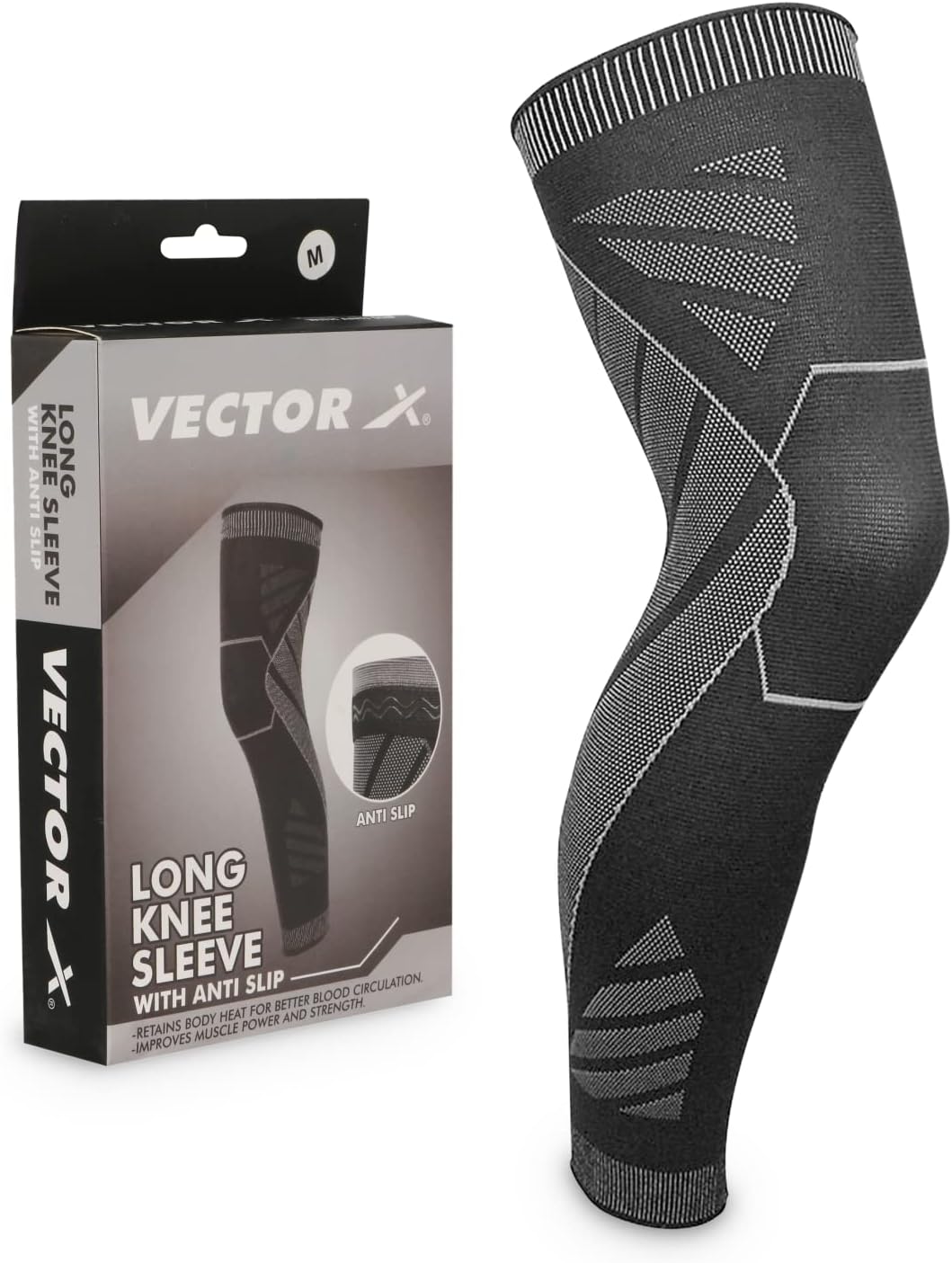 Vector X Long Knee Sleeve with Anti Slip (Small), Multicolor (L)