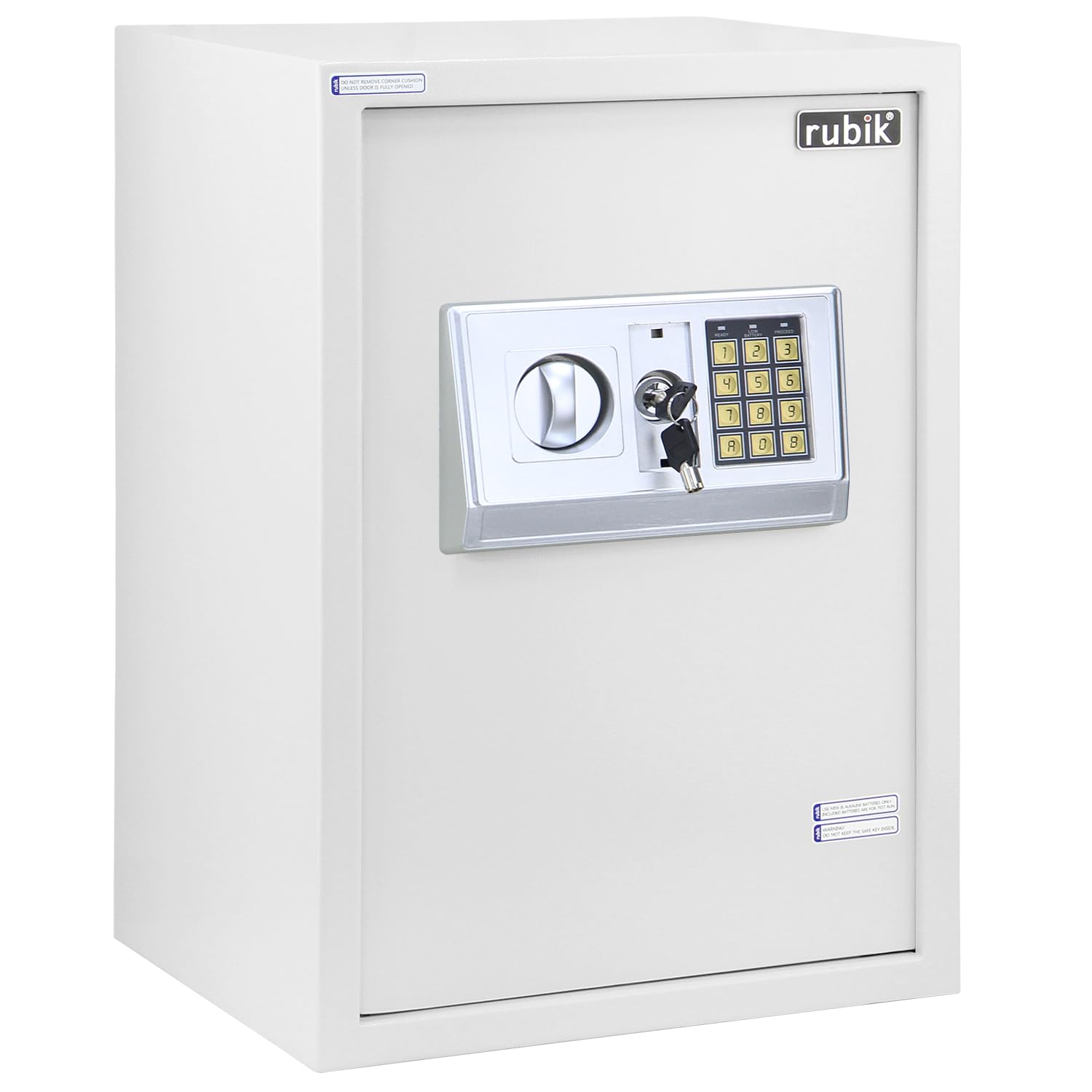 Rubik Safe Box Large for Home Office with Digital Combination Lock and Emergency keys, Fire Resistant (Size 50x35x30cm) White