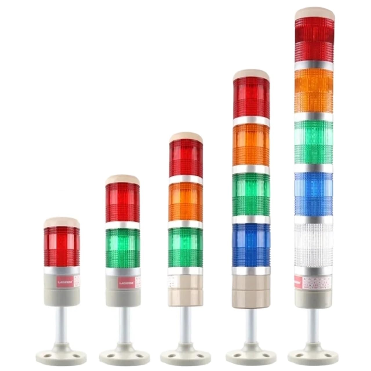 Przemysłowa lampa na baterie, ostrzegawcza wieża świetlna LED, podstawa dysku prostego pręta, DC12V/24V AC110V/220V, bez brzęczyka (5 warstw 12 V bez szumu)
