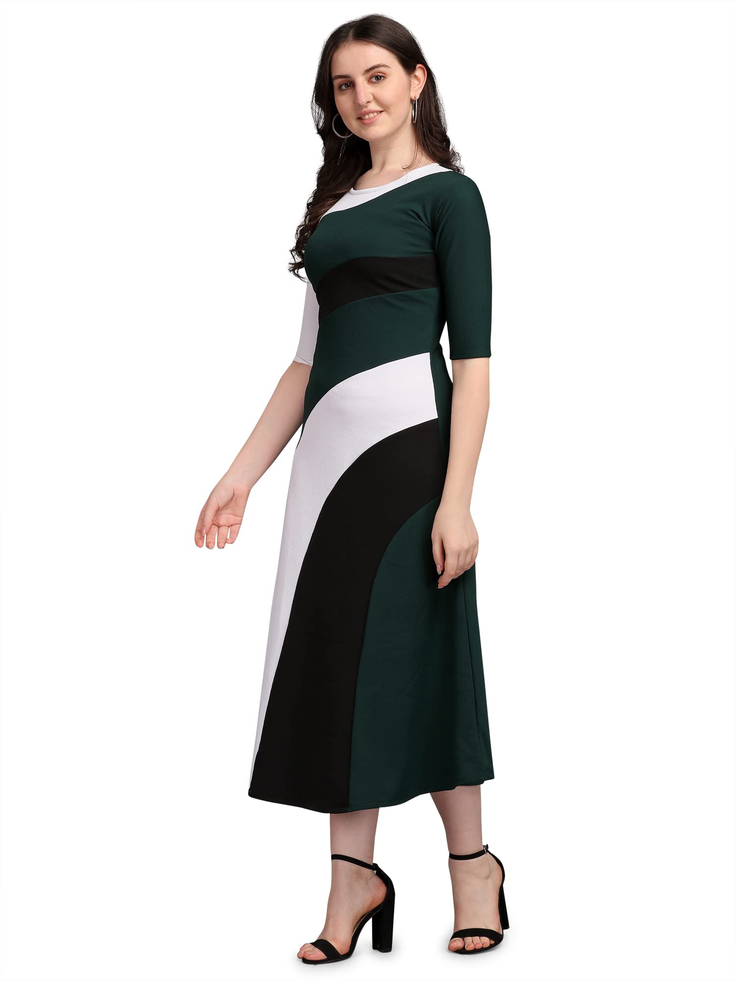 Purvaja Women's Corduroy Fit And Flare Maxi Dress (Lucy-540-Wh-Gn-L_White