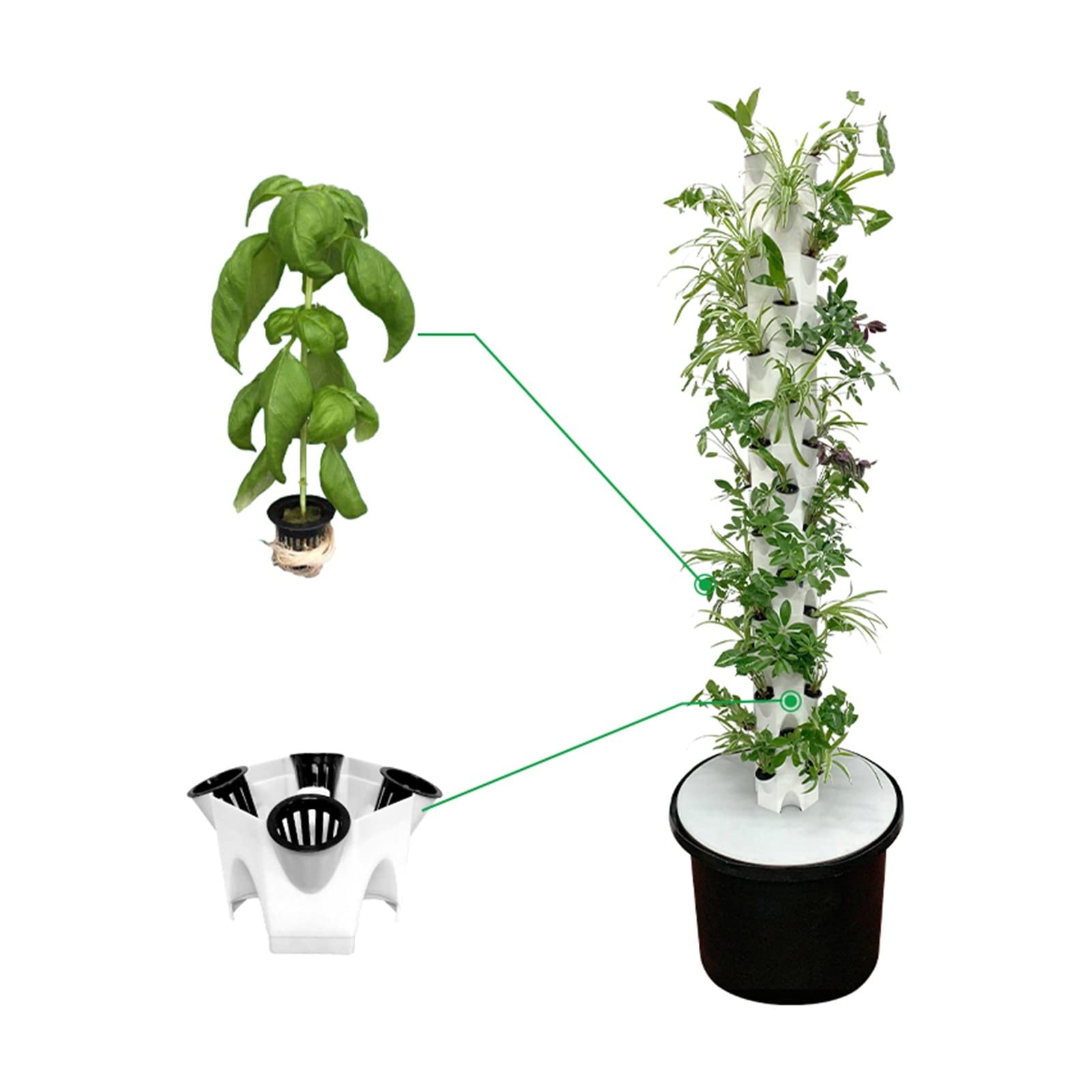 Sistema di Coltivazione a Torre idroponica Sistema idroponico NFT per Interni Giardino Verticale Petal Tower 48 Piante Attrezzatura per Fiori Lattuga Erbe Fragole Facile