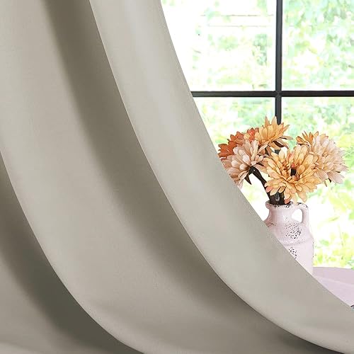 Miniatura 6 de NICETOWN Cortinas opacas naturales con aislamiento térmico, tratamiento de ventana, paneles de oscurecimiento de habitación con ojales sólidos para