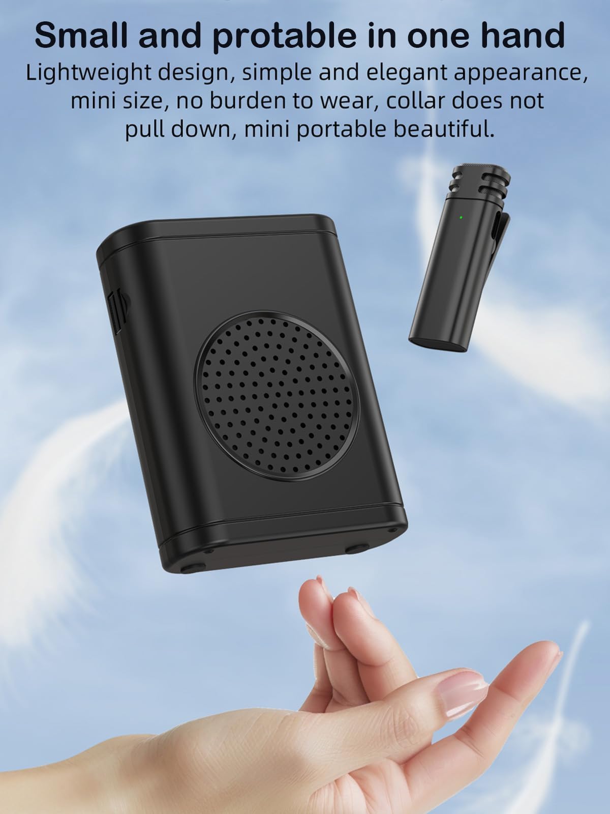 Amplificatore vocale portatile con microfono cravatta senza fili cuffie 10W batteria ricaricabile 2600mAh potente sistema audio per insegnanti, guide, allenatori, presentatori