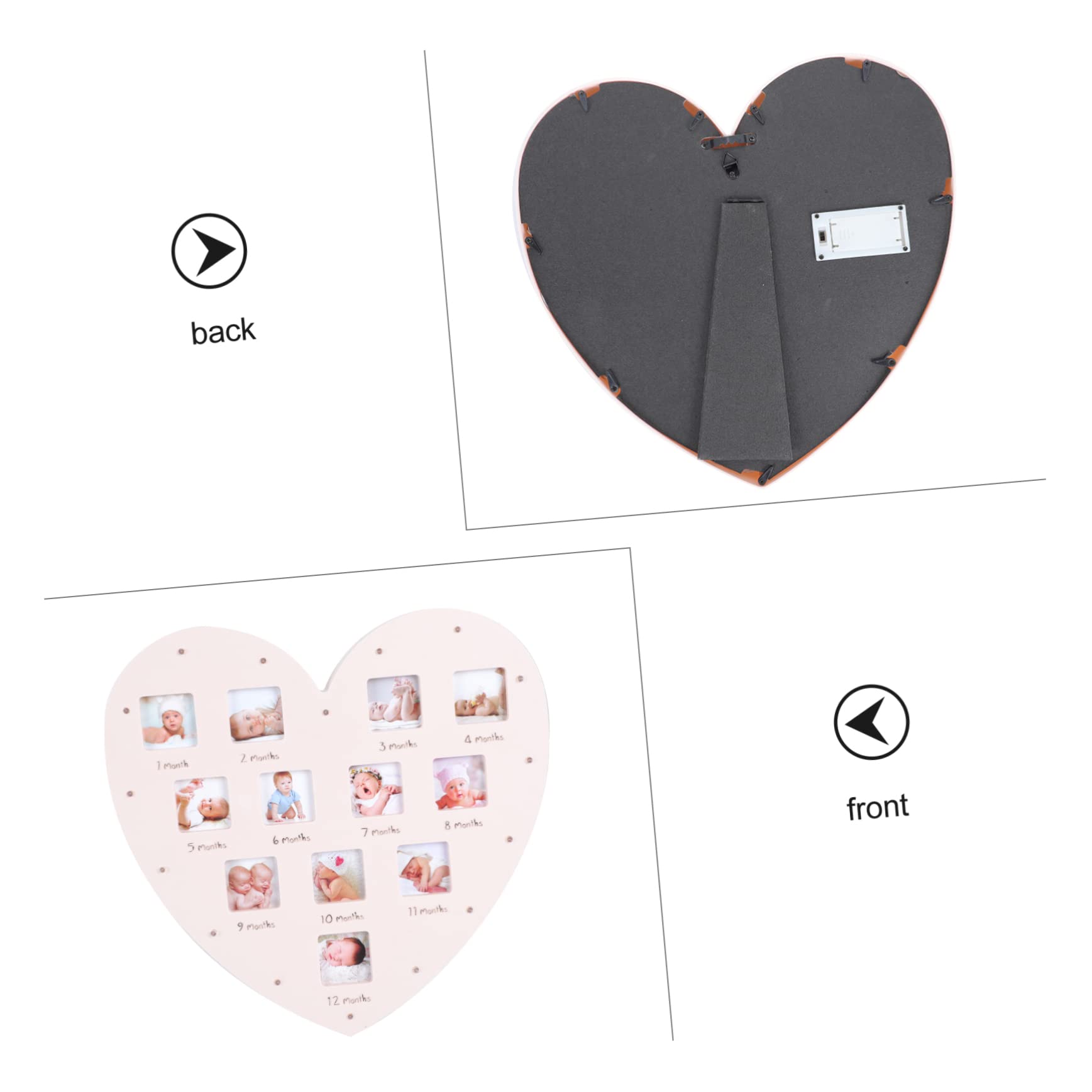ifundom Heart Shape Baby Growth Record Photo Frame Led Light up Picture Frame for Baby Room Decor