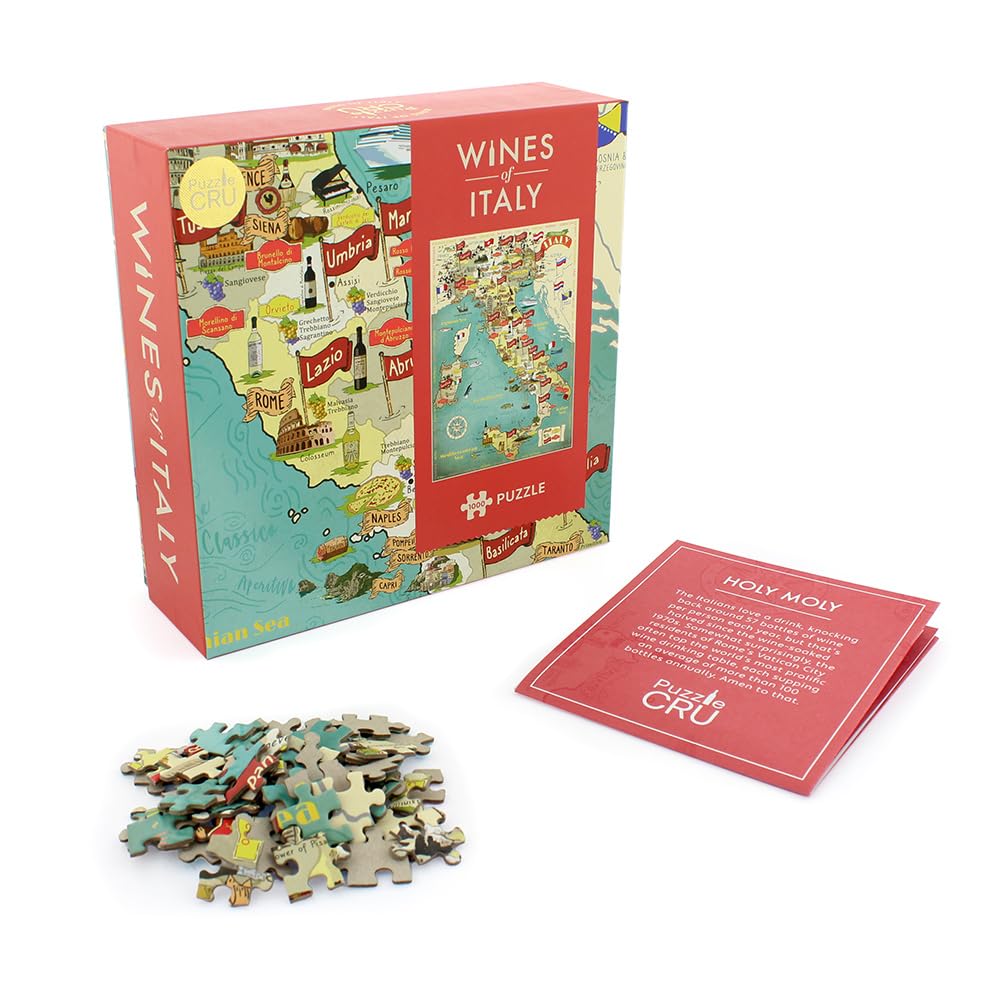 Ginger Fox Puzzle Cru - Vins d'Italie - Puzzle de 1000 pièces pour Adultes - Puzzles colorés sur Le vignoble et Les vins Italiens, Puzzles relaxants et stimulants pour Adultes