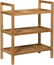 Hallowood Furniture Waverly Oak 3 Tier Narrow Shoe Rack, Solid Oak Shoe Storage Unit, Fits 6 Pairs Footwear, Wooden Stackable Storage, Entranceway, Living Room and Hallway Furniture