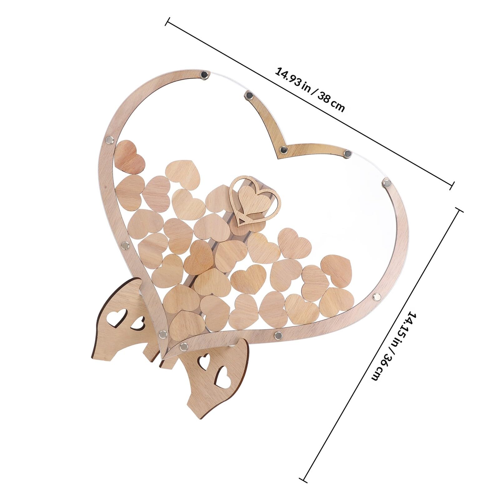 STOBAZA Libro de Visitas de Boda Forma de Corazón de Madera para Decoraciones de Boda para Recepción, Pieza Versátil y Diseño Romántico para Ocasiones Obsequios