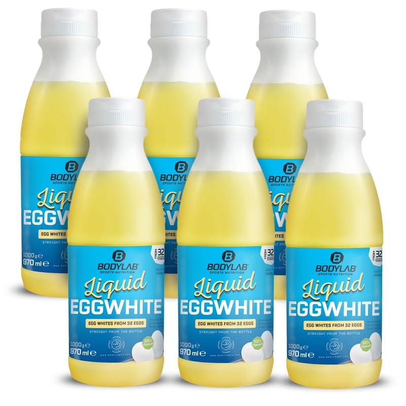 Bodylab24 Liquid EGGWHITE 6 x 970ml, 100% natürliches Eiweiß in flüssiger Form, hoher Proteingehalt, kalorienarm, ideal zum Kochen und Backen