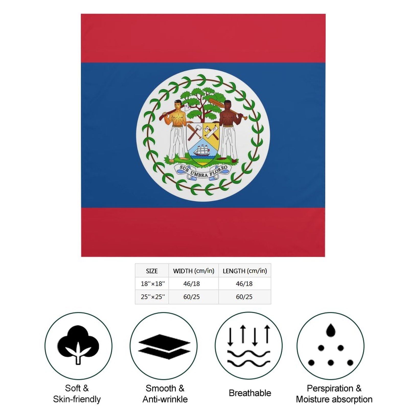 Flag of Belize Women's Neckerchief Scarf Square Head Scarves Head Hair Wrap Bandana