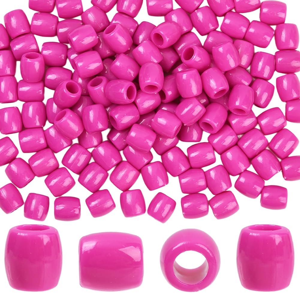 SUNNYCLUE 1 Box 120Pcs Pink Braid Beads Hair Loc Beads ABS Plastic with 6.5mm Hole Focal Dreadlock Hair Decoration European Loose Bead for Jewellery Making Braid Clips Accessories DIY Crafts Adults