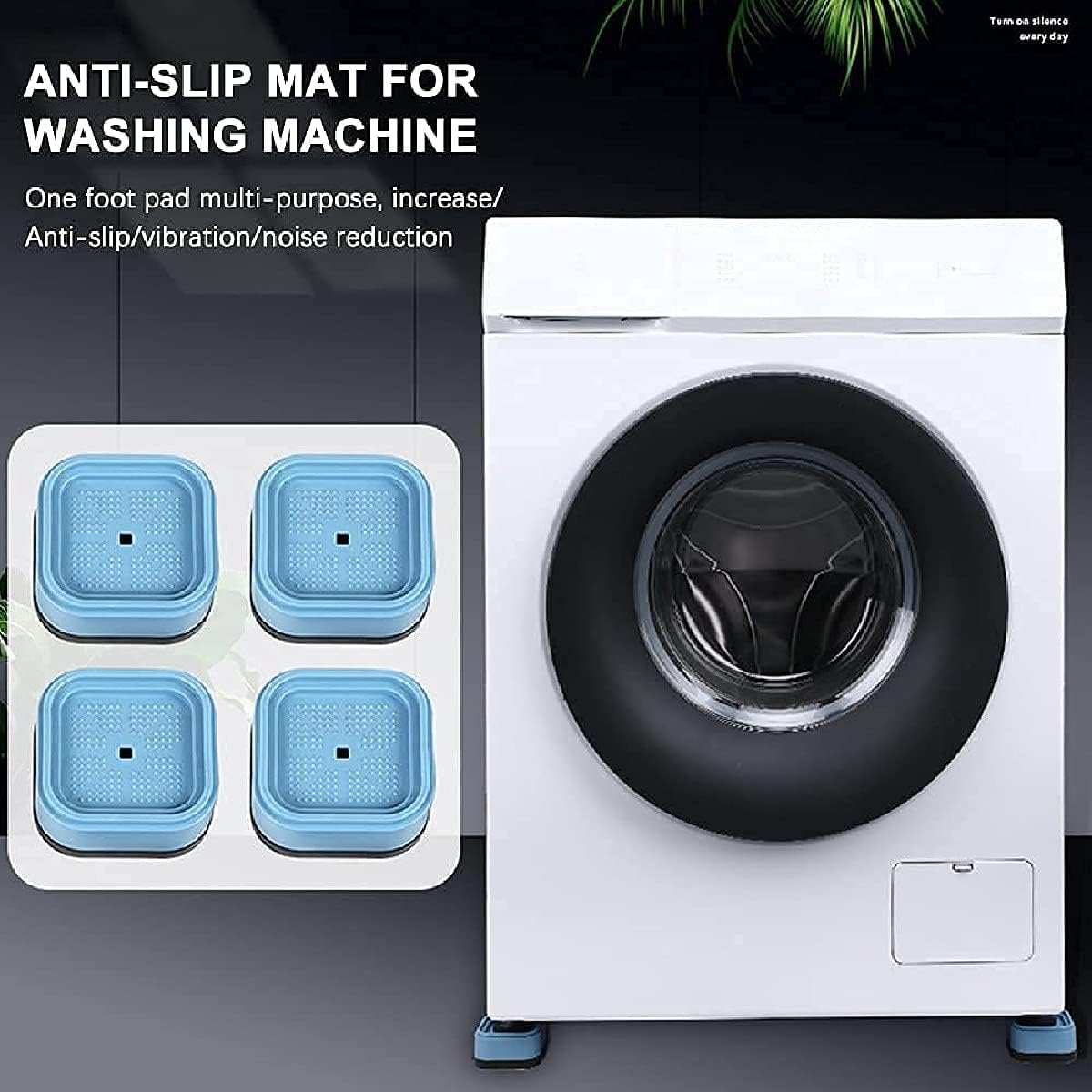 Netram Store Washing Machine Foot Pads Stabilizer Support Anti Vibrations Cover for Washer and Dryer Non-Slip Reducing Rubber (4 Pack) 1