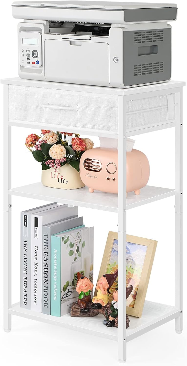 ETELI Printer Stand White Printer Table for Home Office 3