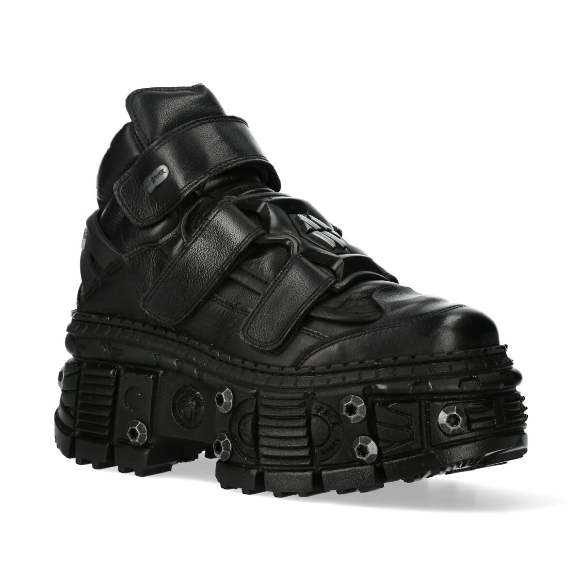 New Rock Stivaletti Suola Viti 2023 Stivaletti TANK Collection Piattaforma Chiusura Velcro Donna Nero Black Woman Ankle Boots Screws M.WALL285-S10