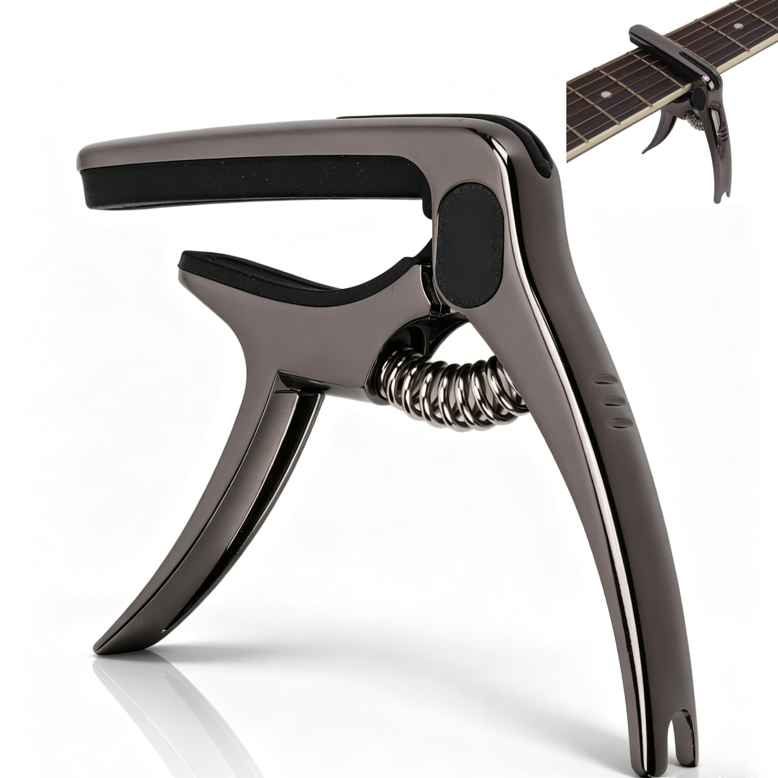 Cejilla metálica para guitarra, 7,3x8,5x1,3cm /2,9x3,3x0,5in Capo Cuerda antideslizante ajustar el tono sin zumbidos apta para guitarras acústicas eléctricas bajos banjos ukeleles Accesorios
