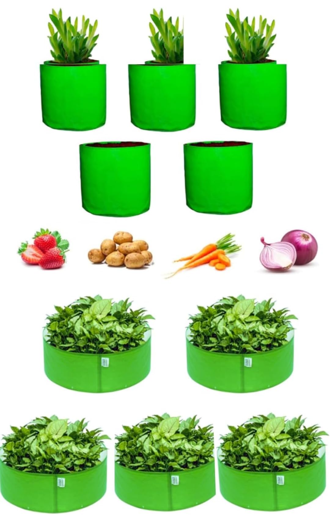 ANAND GREEN [ Grow Bags for Plants Big Size Terrace Balcony Gardening Vegetable Planting Pots Leafy Fruits Growing Containers - 12x12 Pack of 5 and 15x06 Pack of 5 Grow Bag Round Shaped (Pack of 10) (B0CXXWFPRP) Amazon Price History, Amazon Price Tracker