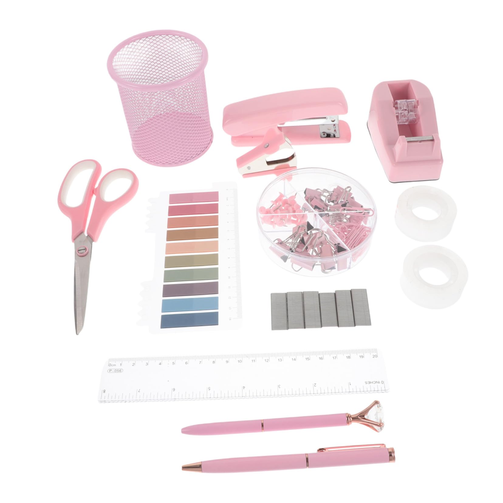 Schreibtisch set Bürobedarf mit Heftgerät Klebebandabroller und Entklammerer Modernes Design Langlebige Ausführung Stilvolle Büroaccessoires für Frauen Eleganter Arbeitsplatz