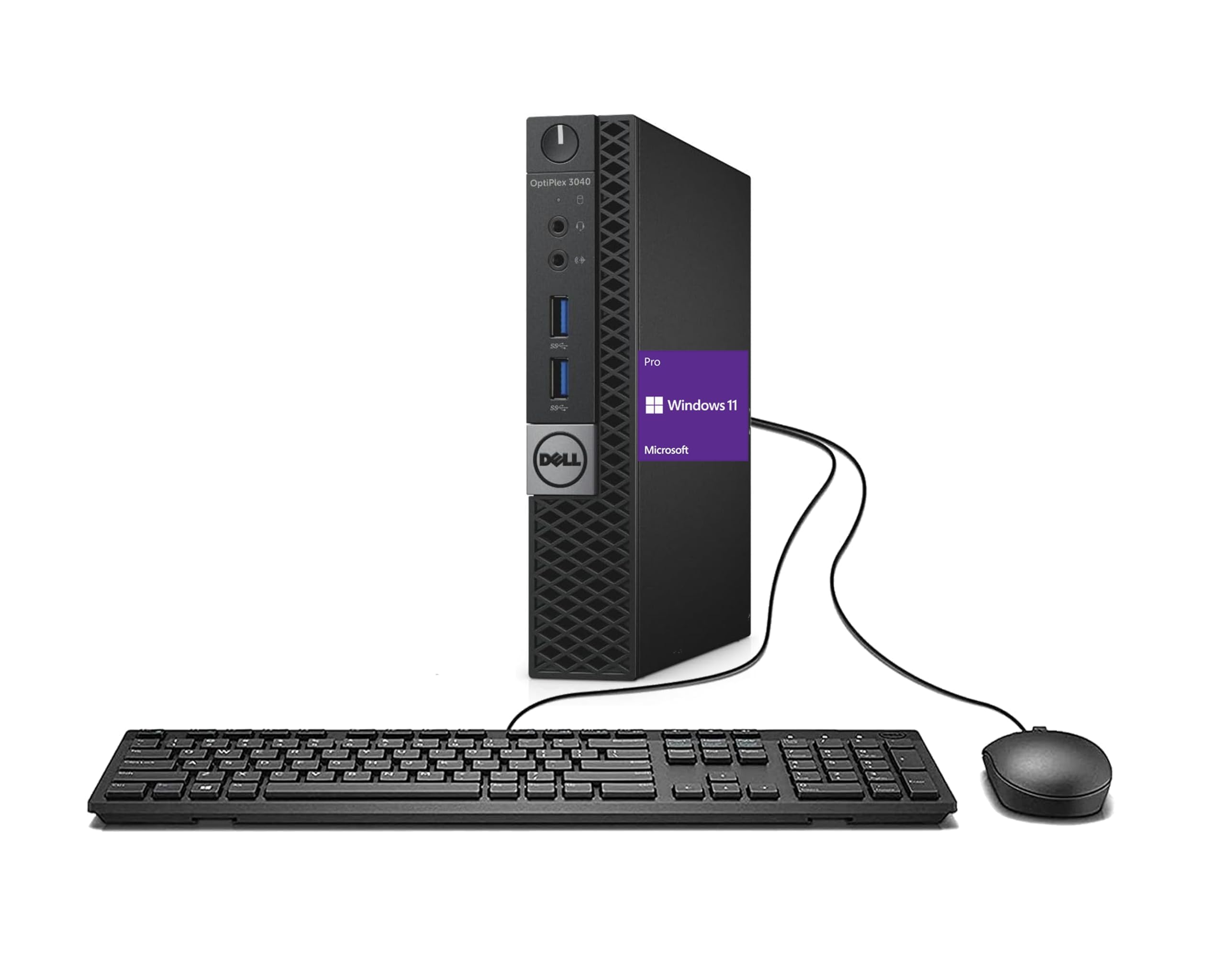 Dell Optiplex 3040 Mini Ordinateur de Bureau avec écran 24 ", Intel Core i5-6500, 8 Go de RAM, SSD 256 Go, WiFi, Bluetooth, Clavier QWERTY américain, Windows 11 Pro (reconditionné)