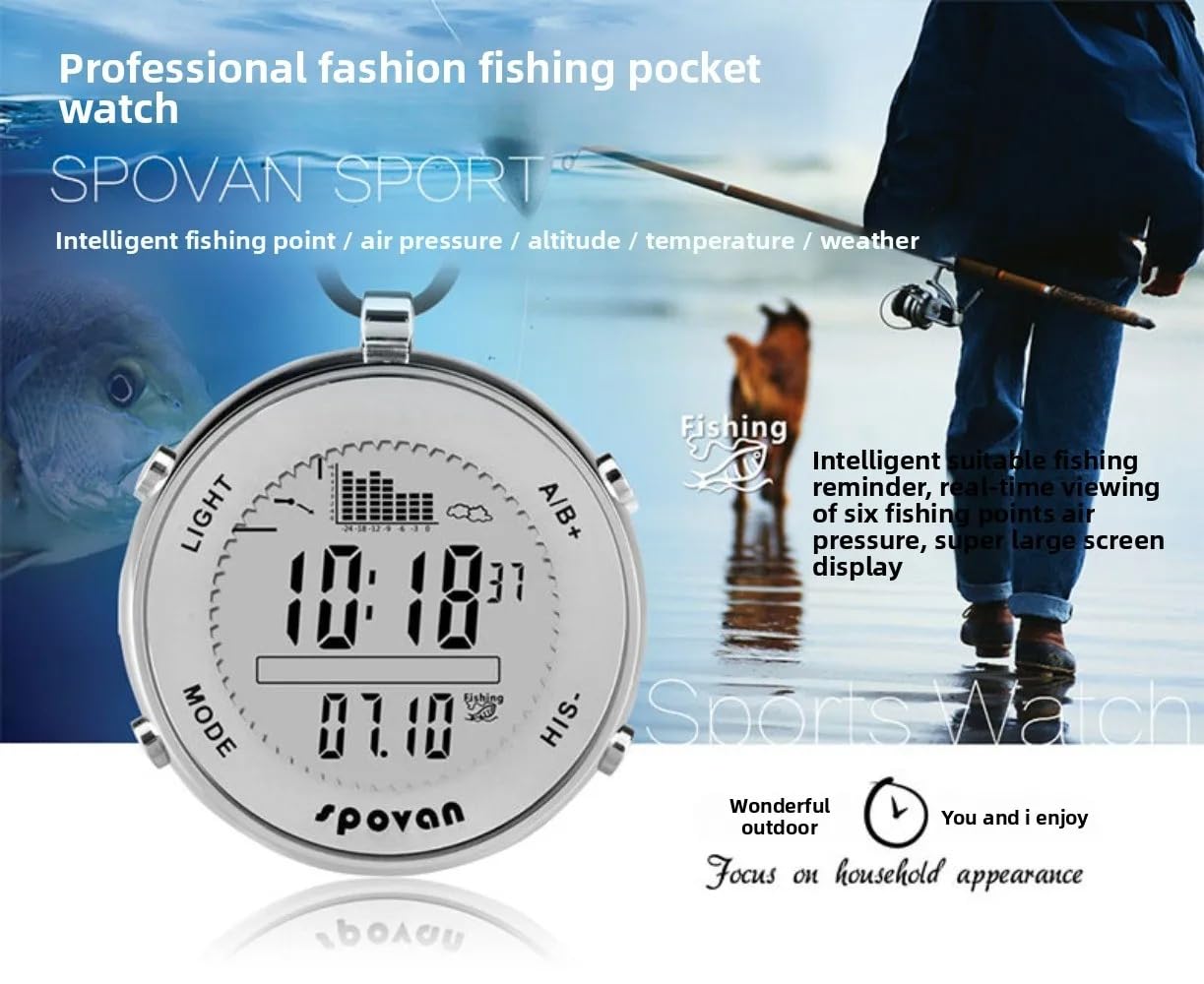 SPV600 - Reloj de bolsillo con barómetro digital, resistente al agua, temporizador para deportes al aire libre, para correr y competición, reloj de pulsera unisex