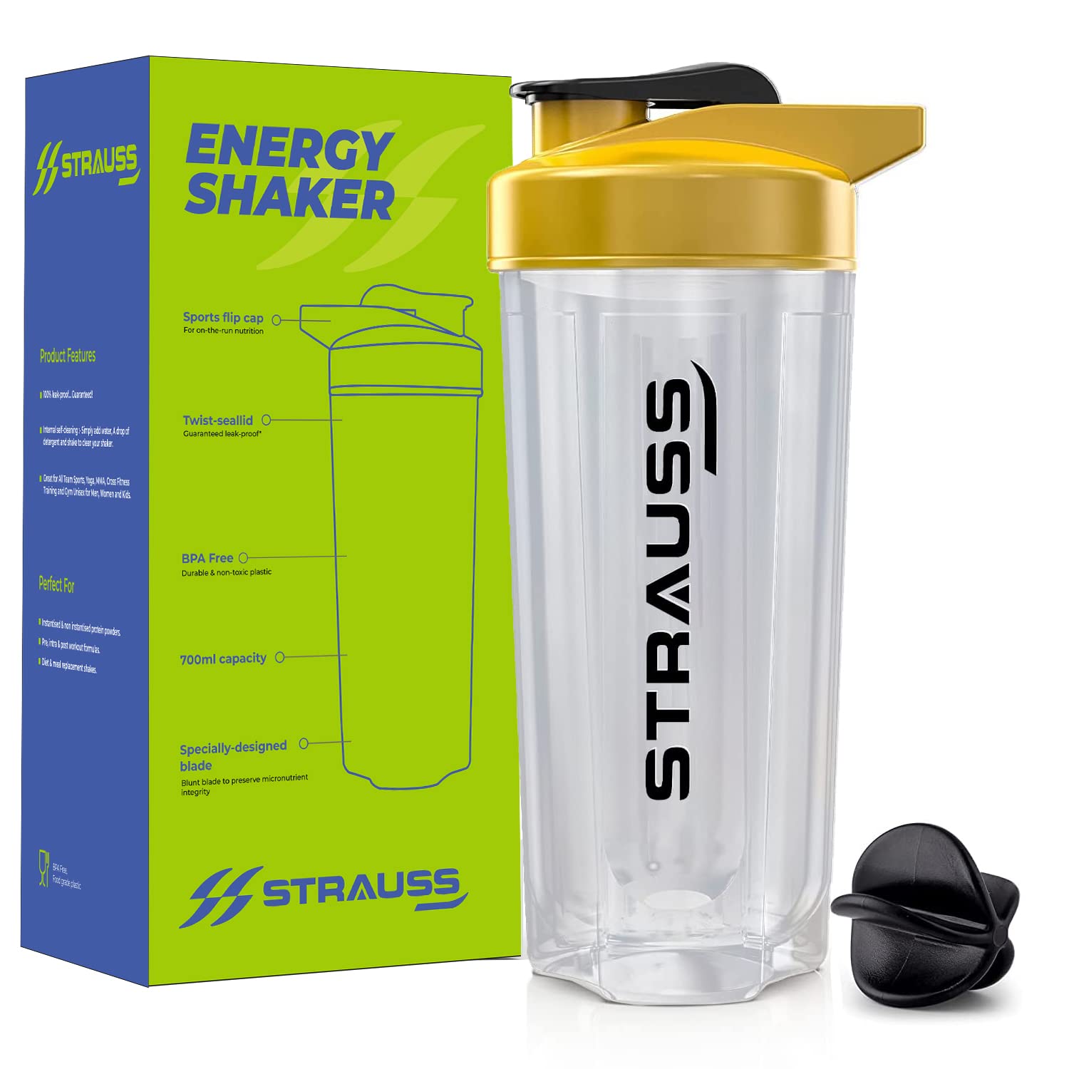 Strauss Energy Shaker Bottle, White Shade, (Yellow) (B09GFNF9VS) Amazon Price History, Amazon Price Tracker