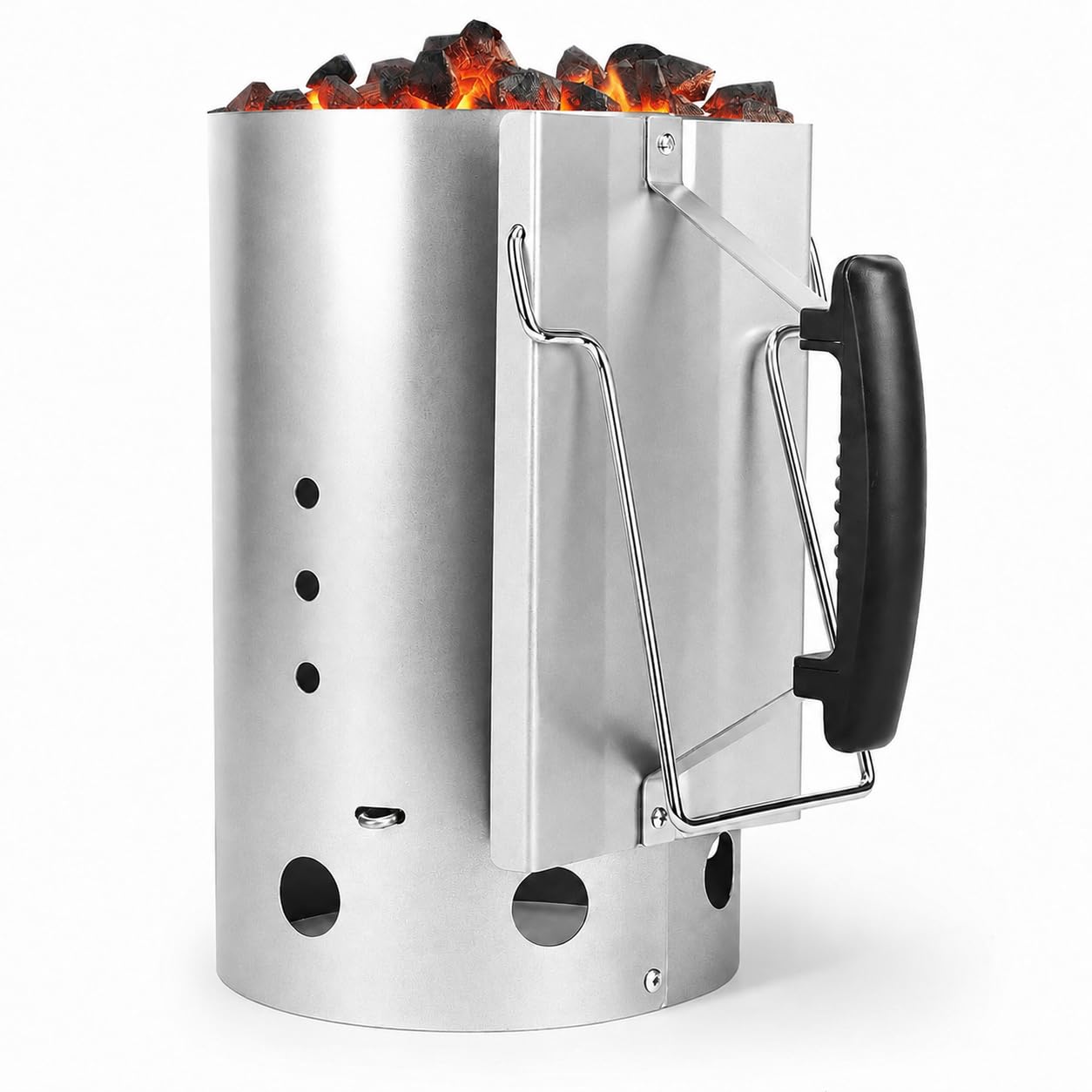 Uniflasy Anzündkamin für Weber 7416 Holzkohlegrill zubehör, 7416 XL 30,5cm | kompakter Grillanzünder mit zwei Griffen, Hochwertiger Grillkohleanzünder aus Edelstahl, Rapidfire Starter, Grillkamin(7416)