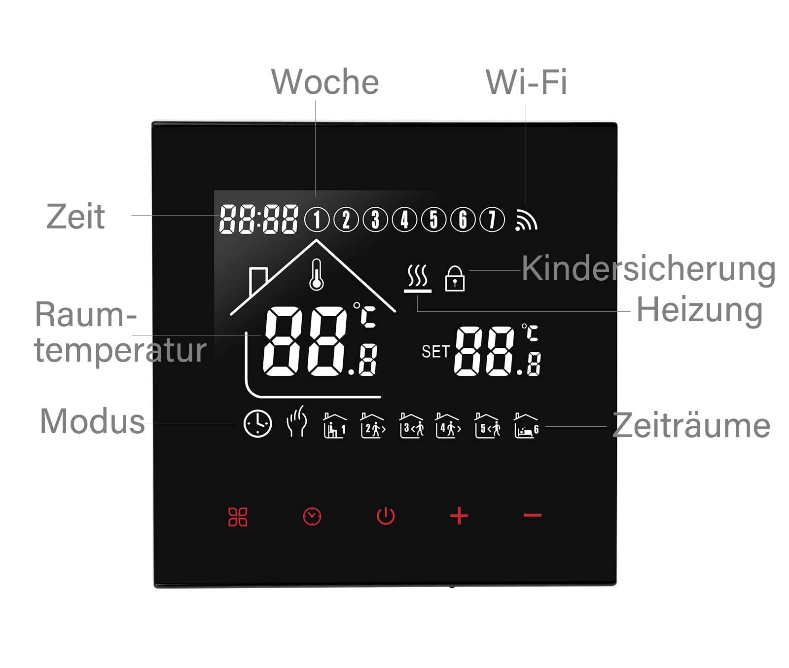 Thermostat Fussbodenheizung Smart für Wasser Fußbodenheizung, Beok WiFi Raumthermostat Thermostate Heizung Digital Programmierbar Kompatibel Alexa, Google Home 3A 230V TDR89B-WIFI-WP Schwarz
