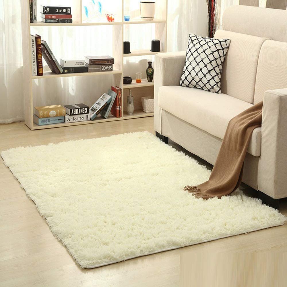 bestformebestforme 13 Color Living Room/Bedroom Carpet, Non-slip Soft Carpet, Plush Fluffy Carpet (White,40x60CM)