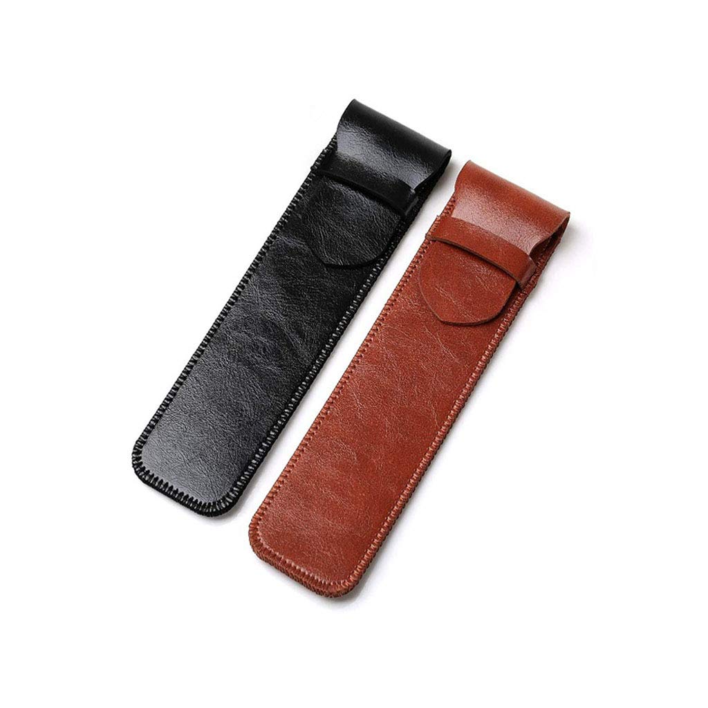 Shuxy portapenne in pelle Holder a mano penna stilografica penna sacchetto morbido manicotto protettivo copertura per Apple matita, penna a sfera, pennino touch - Confezione da 2 (nero e marrone