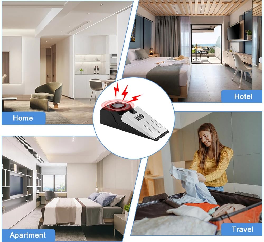 Meichoon Alarm Door Stopper Wedge Jammers for Inside 120db Loud Anti-Theft Portable Windproof for Home Hotel Intruder Alert Detection Security Personal Protection Travel Safety Tools (3)