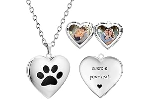 Heart Locket Necklace with Engraved Birth Flower